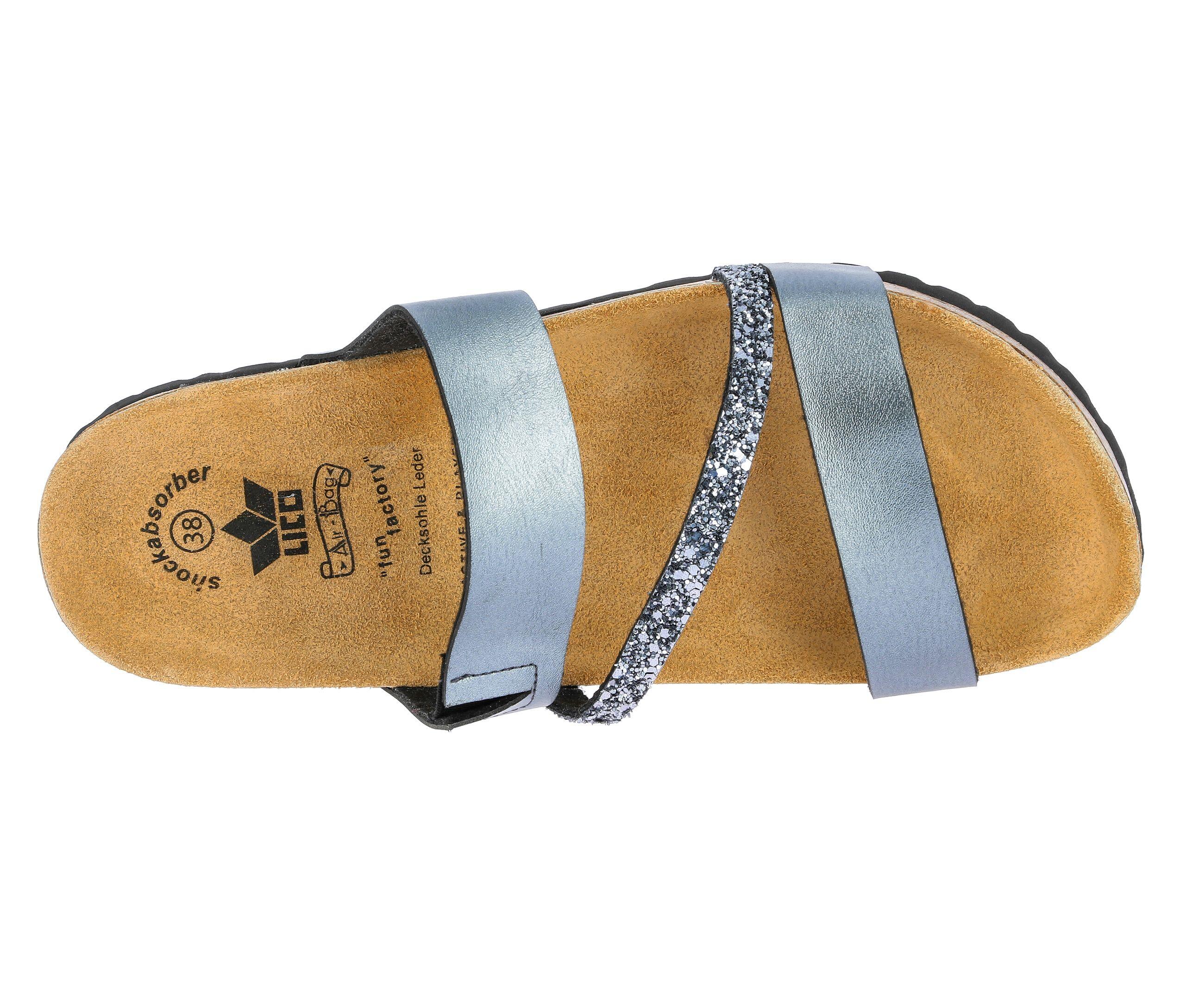 LICO Bioline Glitter ciabatta donna con plantare in sughero 5/6