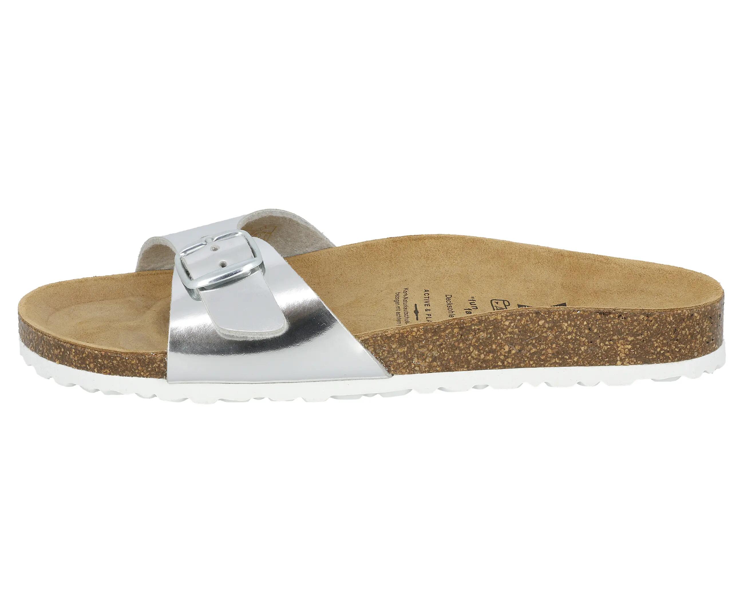 Mules - femmes - semelle cuir, boucles - bioline once - argent 2/6