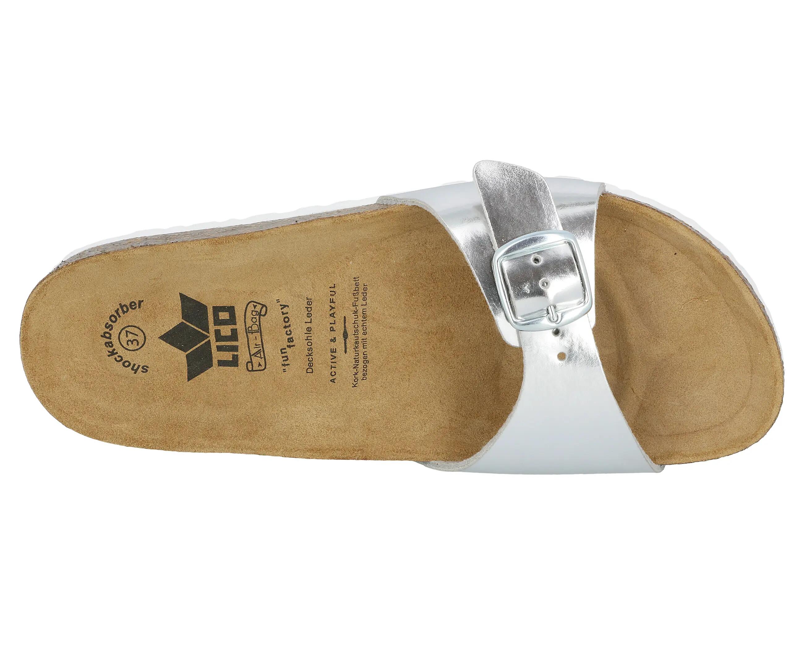Mules - femmes - semelle cuir, boucles - bioline once - argent 5/6