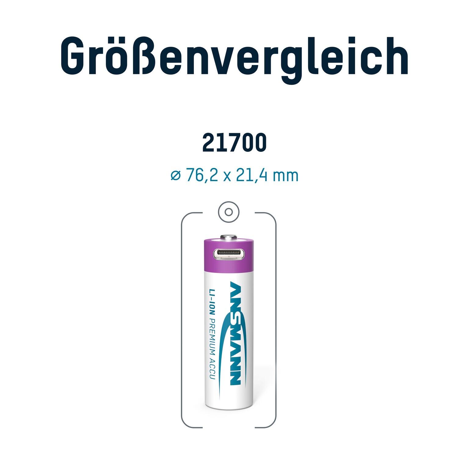 Akku 21700 5000 mAh mit Ladebuchse 7/7