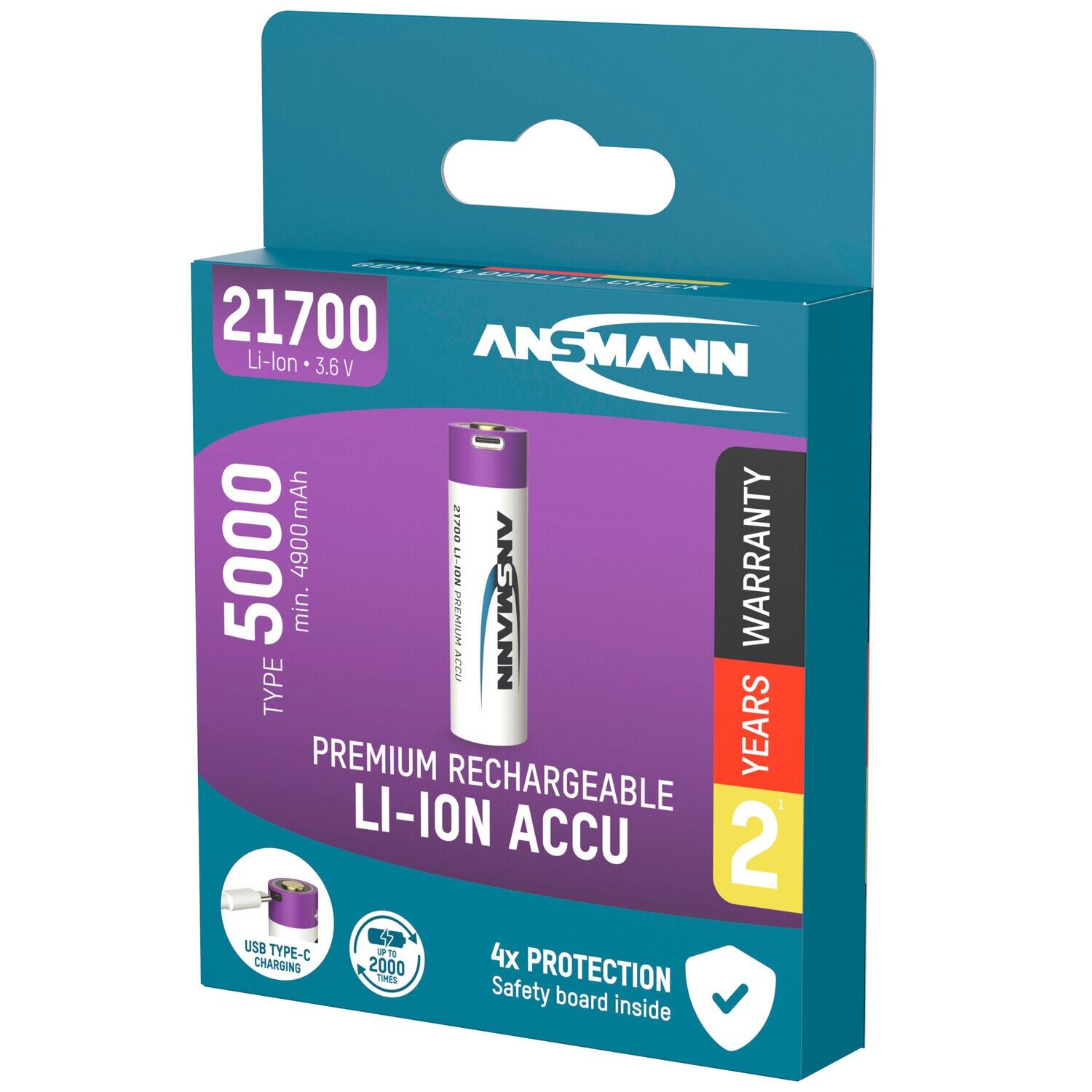 Akku 21700 5000 mAh mit Ladebuchse 4/7