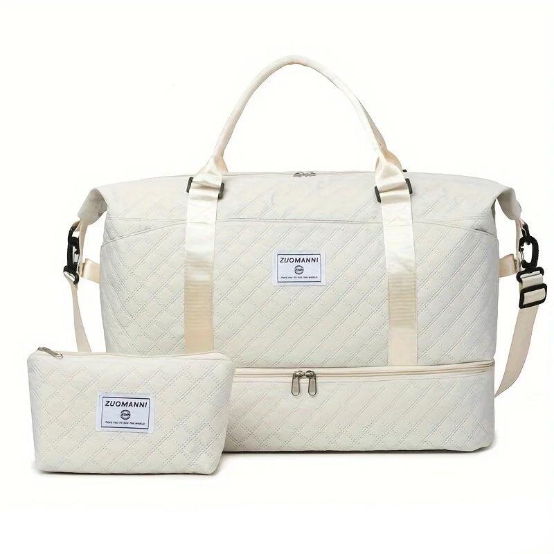 2 Piece Travel Duffel Bag Set White
