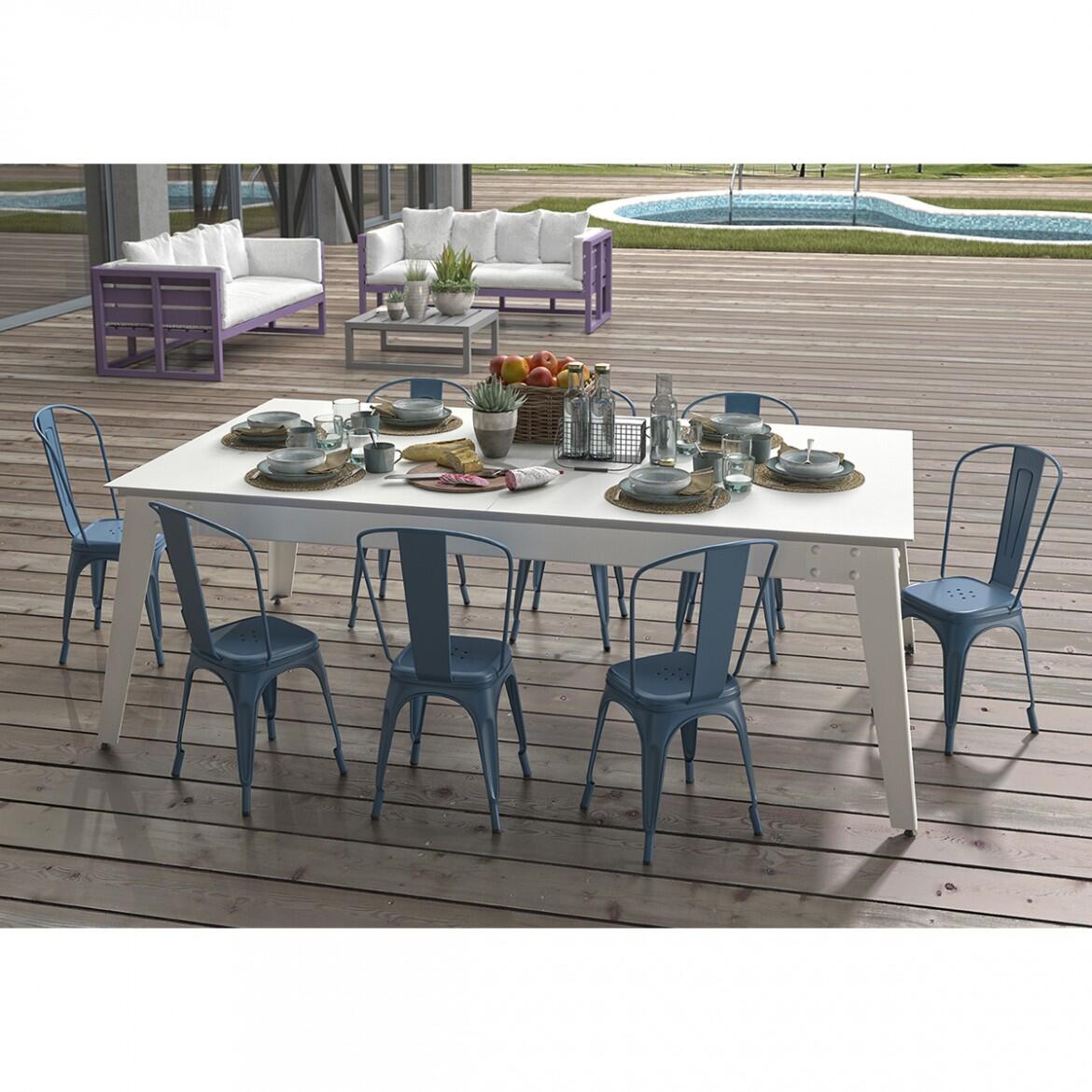 BILLARD CARAIBES EXTERIEUR  - PIEDS BLANC  - DRAP GREY AVEC PLATEAUX TABLE 2/3