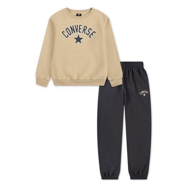 Converse - Ensemble Sweashirt Et Jogging Enfant Converse Cnbv Heritage Est Po - Survêtement - Beige|noir - Decathlon