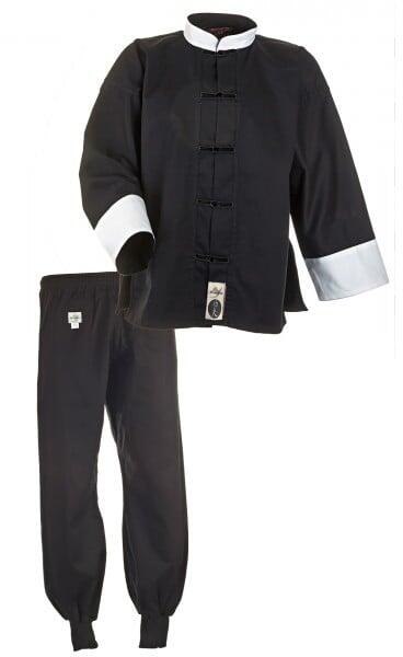 Kung Fu Anzug schwarz/weiß, Cotton 2/4