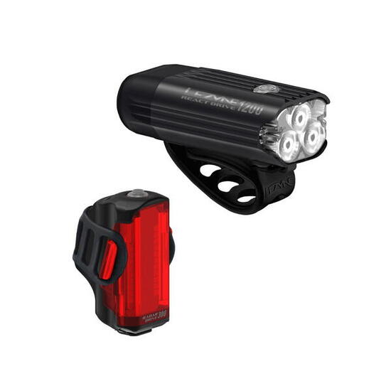 LED Radar React System Lezyne - Front (1200 lm) & Rücklicht (300 lm) Leuchtenset