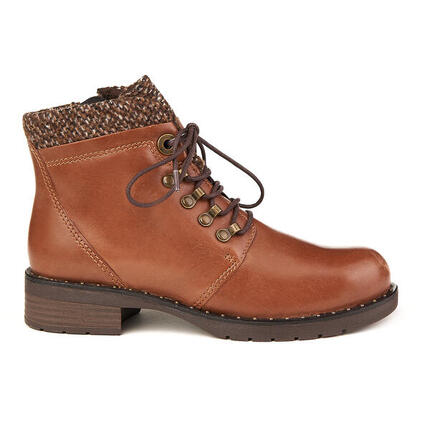 Marco Tozzi Bottes Fourmis Cognac Fourrées Cuir Véritable Marron