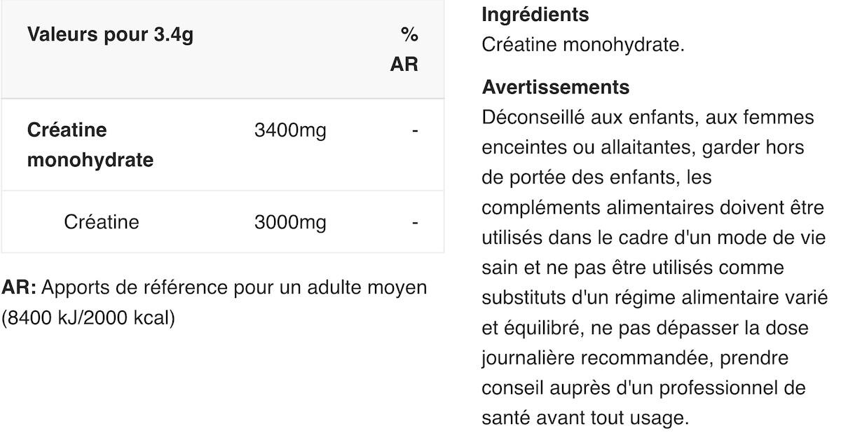 Créatine monohydrate - Platinum Creatine - Saveur neutre 2/3