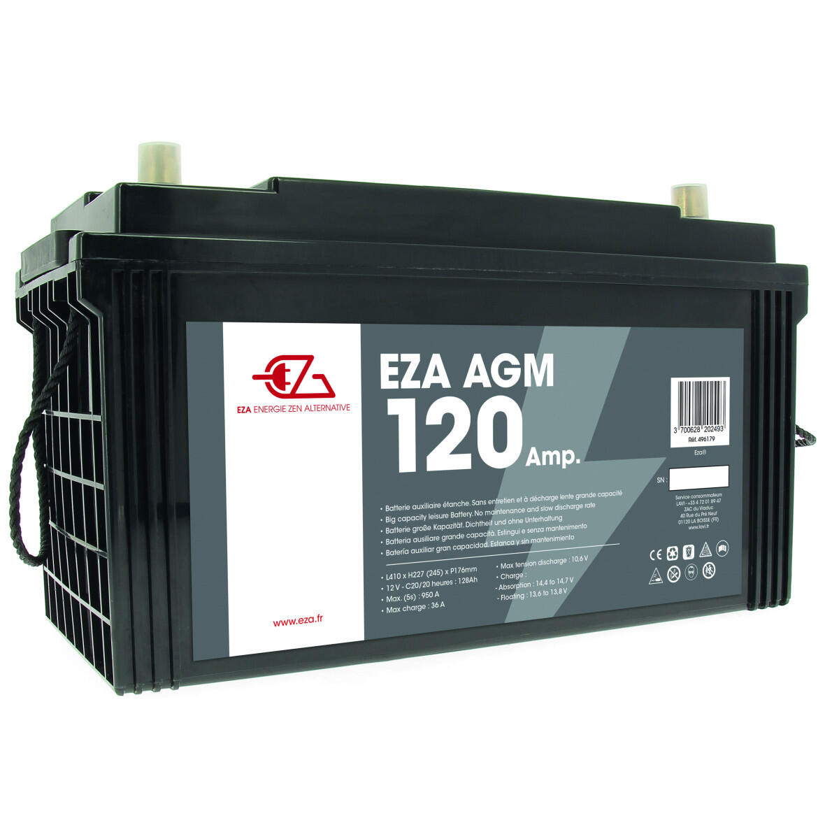 Eza - Eza Batterie Auxiliaire Agm 120ah Etanche Et Sans Entretien Camping-car - Batterie - Taille Unique - Decathlon