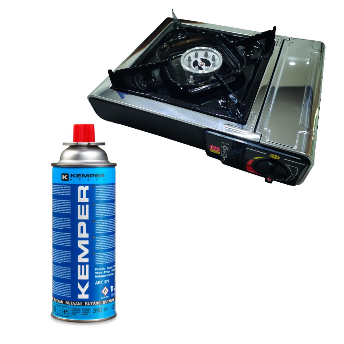 Incasa - Pack Incasa Réchaud À Gaz Portable + Kemper Cartouche De Gaz - Réchaud - Gris - Taille Unique - Decathlon