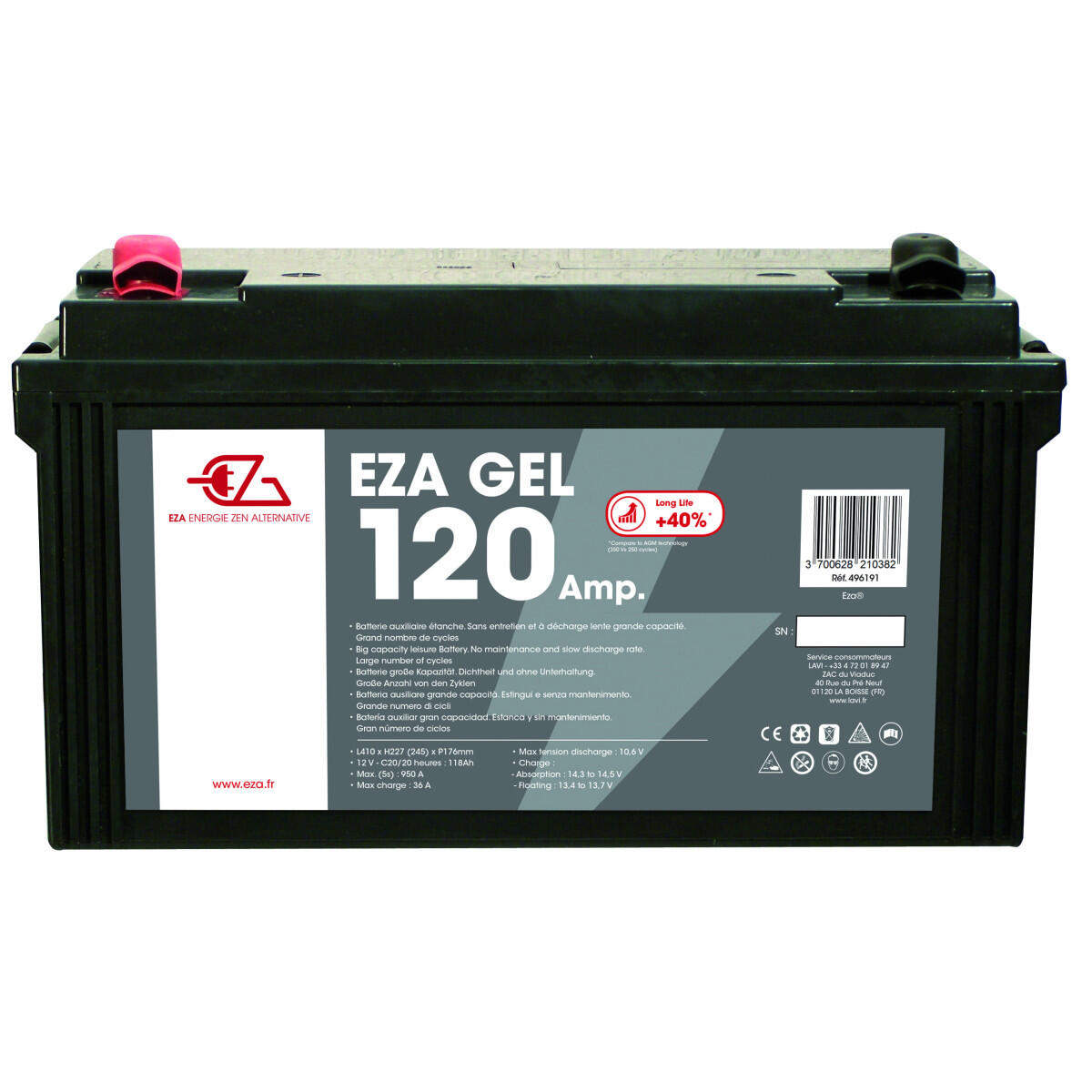 Eza - Eza Batterie Auxiliaire Gel 120ah Résistante Aux Basses Températures - Batterie - Taille Unique - Decathlon