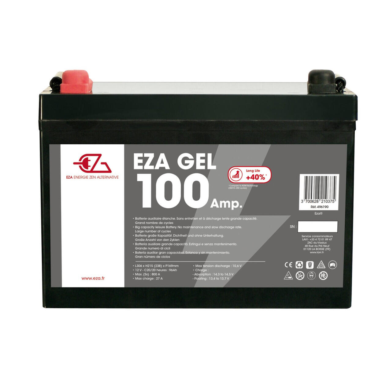 Eza - Eza Batterie Auxiliaire Gel 100ah Compacte - Batterie - Taille Unique - Decathlon