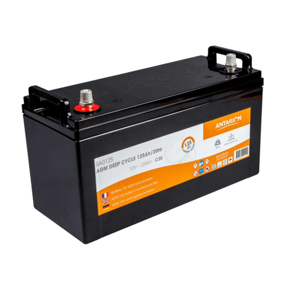 Antares - Antarion Batterie Agm 125ah 800 Cycles Monobloc Bornes Cuivre Camping-car - Batterie - Taille Unique - Decathlon
