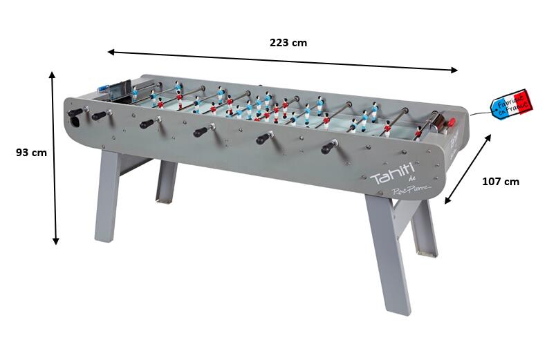 Baby Foot Exterieur Tahiti - 6 joueurs- L223 x l107 x H93 - Gris 4/4