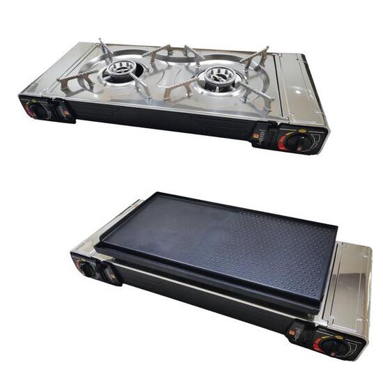 PACK INCASA Réchaud à gaz portable + Plancha / Grill pour réchaud à gaz