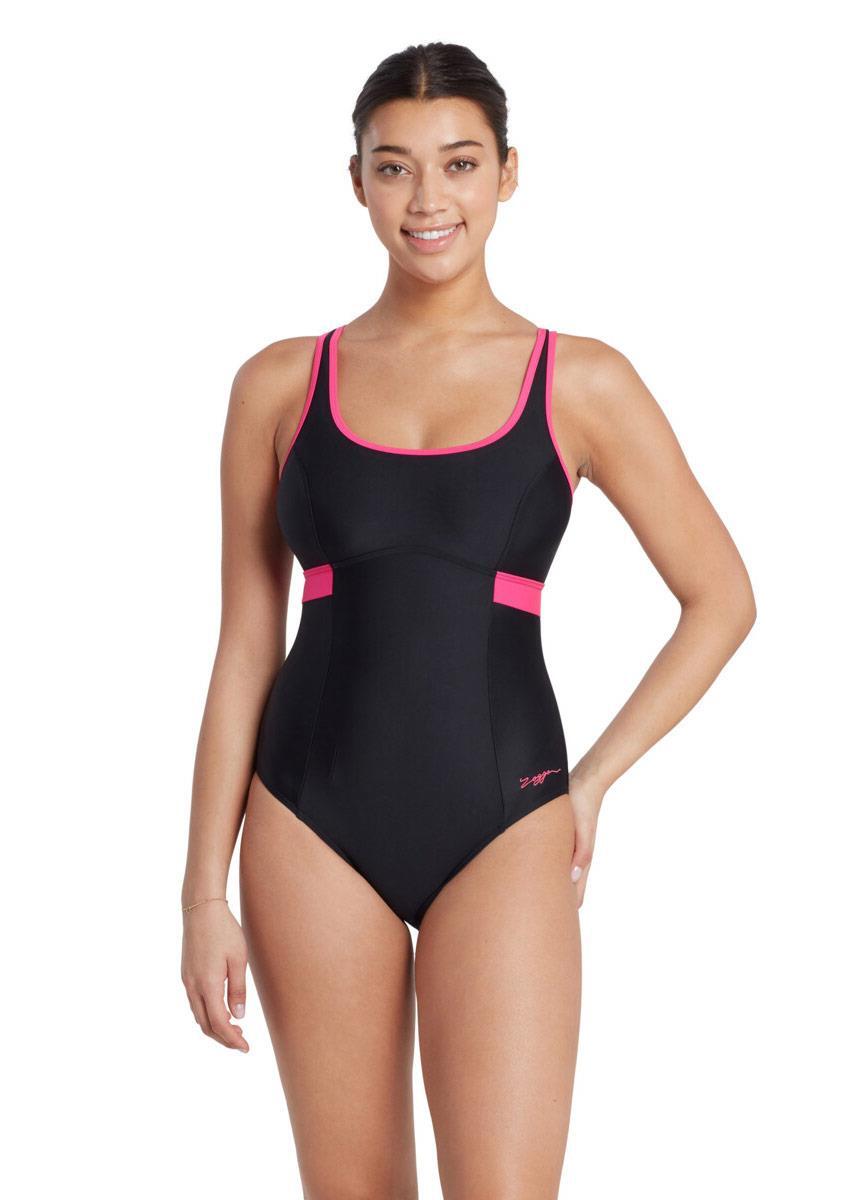 Costume da bagno Zoggs Dakota Crossback - Nero / Magenta - Taglia 32 4/6