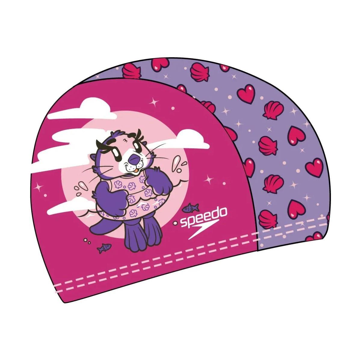 Boné infantil Speedo em poliéster estampado rosa/roxo 3/4