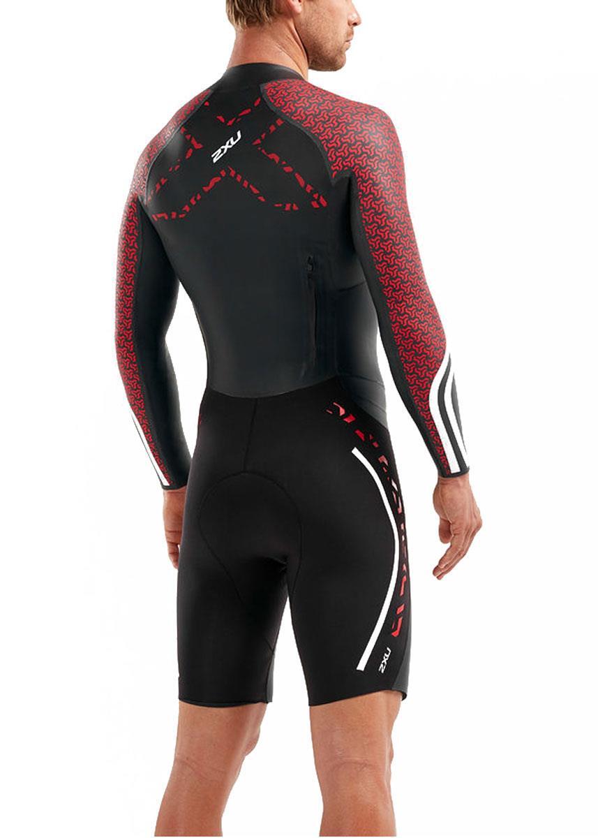 2XU Combinaison de natation Pro pour hommes - Noir / Rouge écarlate 2/3