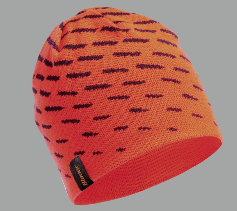 Jagd Beanie warm weich Perlstruktur orange 4/4