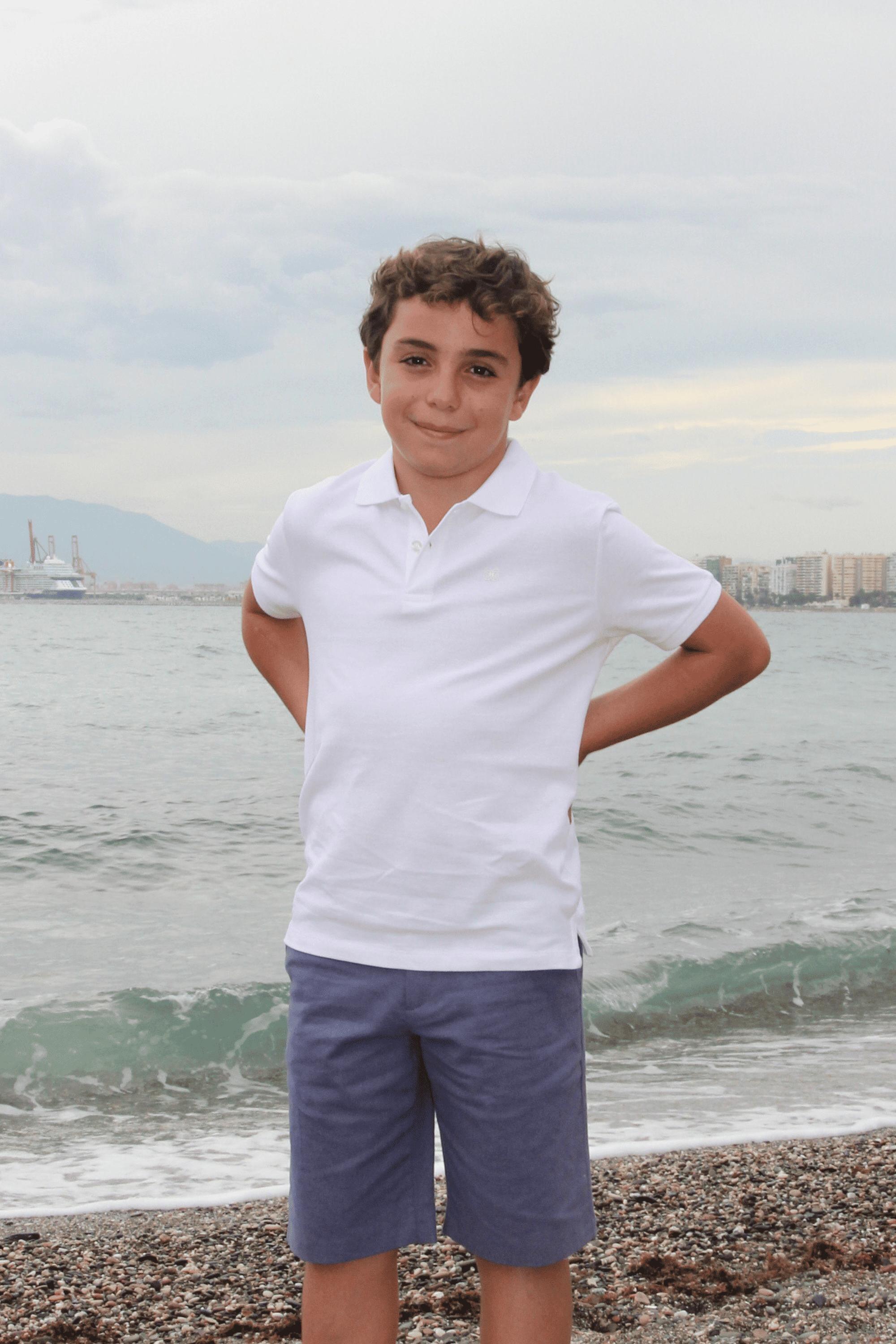 Camisa polo branca para 1/3