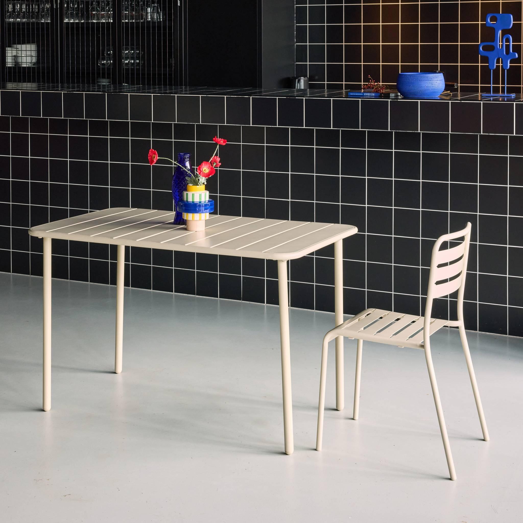 Tavolo da giardino in metallo a 4 posti, Beige 3/4