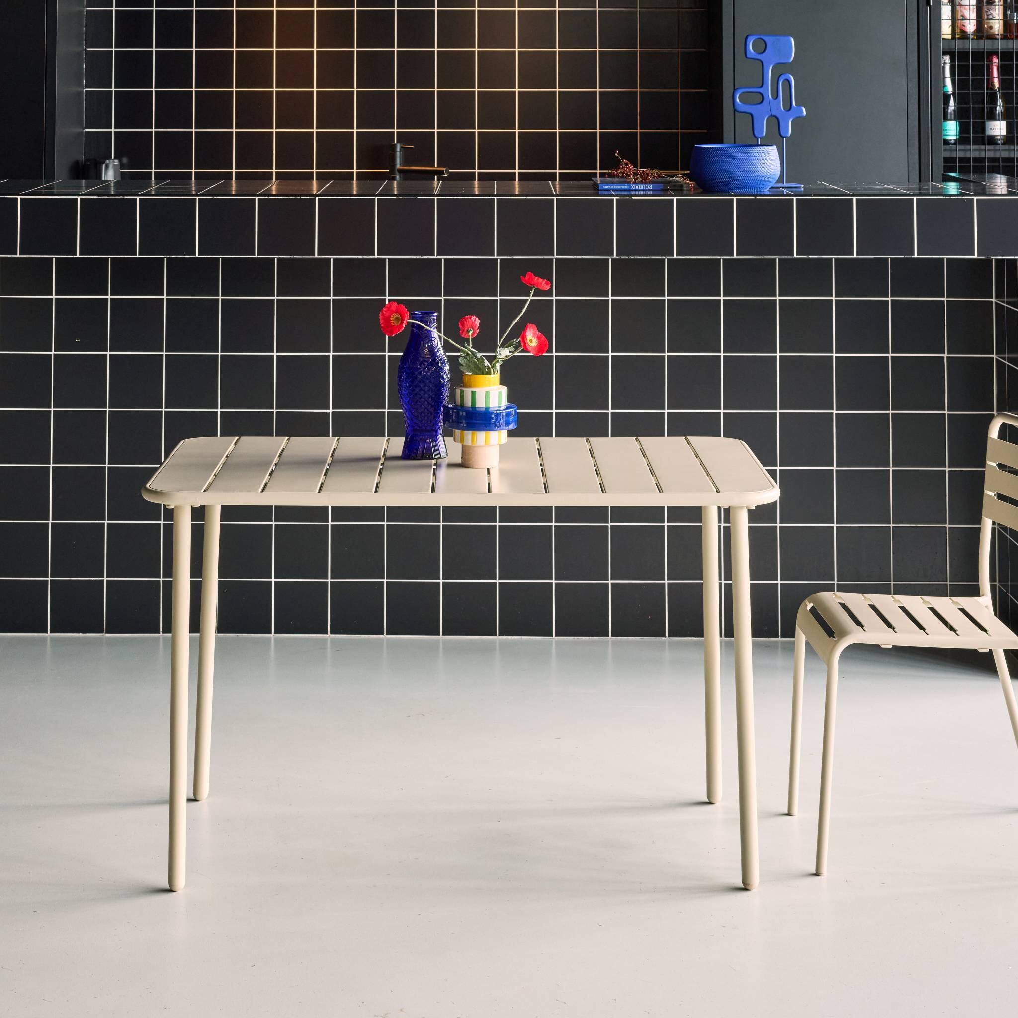 Tavolo da giardino in metallo a 4 posti, Beige 2/4