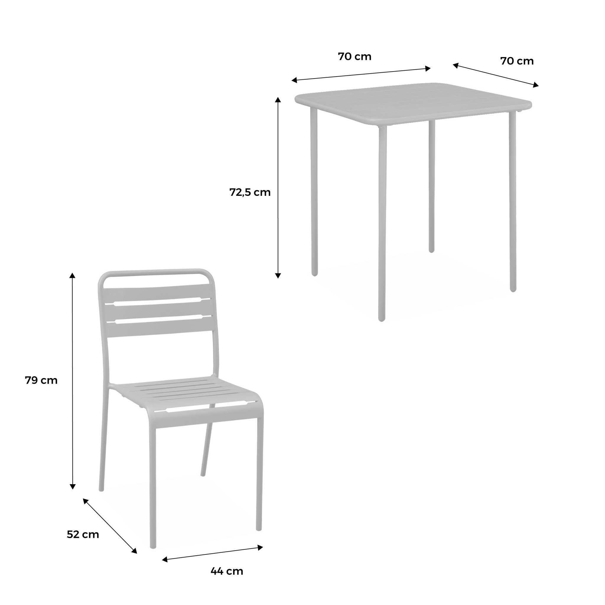 Set mesa de jardín bistró de acero con 2 sillas, 70 cm, Antracita 4/6