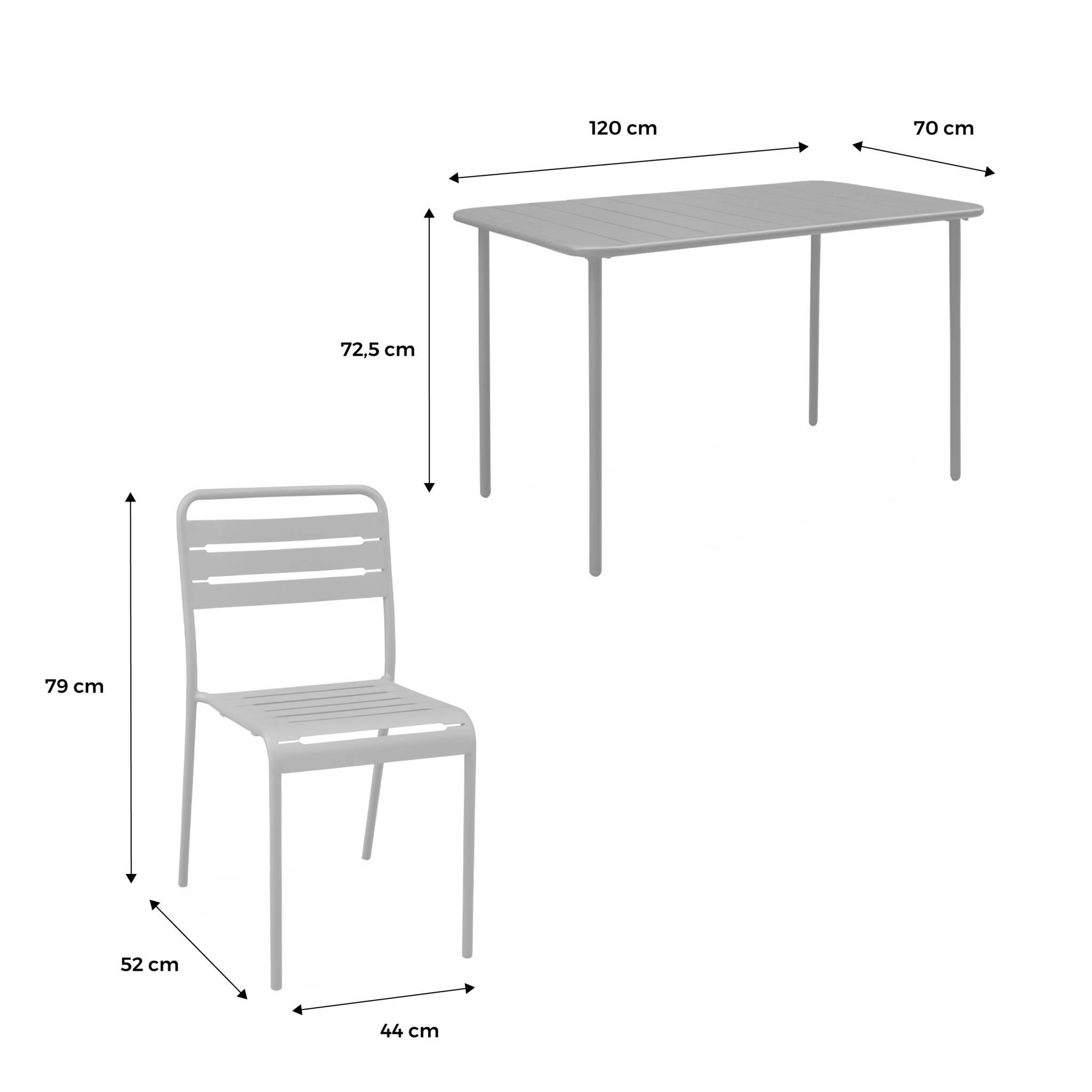 Mesa de jardim em metal, 4 cadeiras, Terracota 5/6
