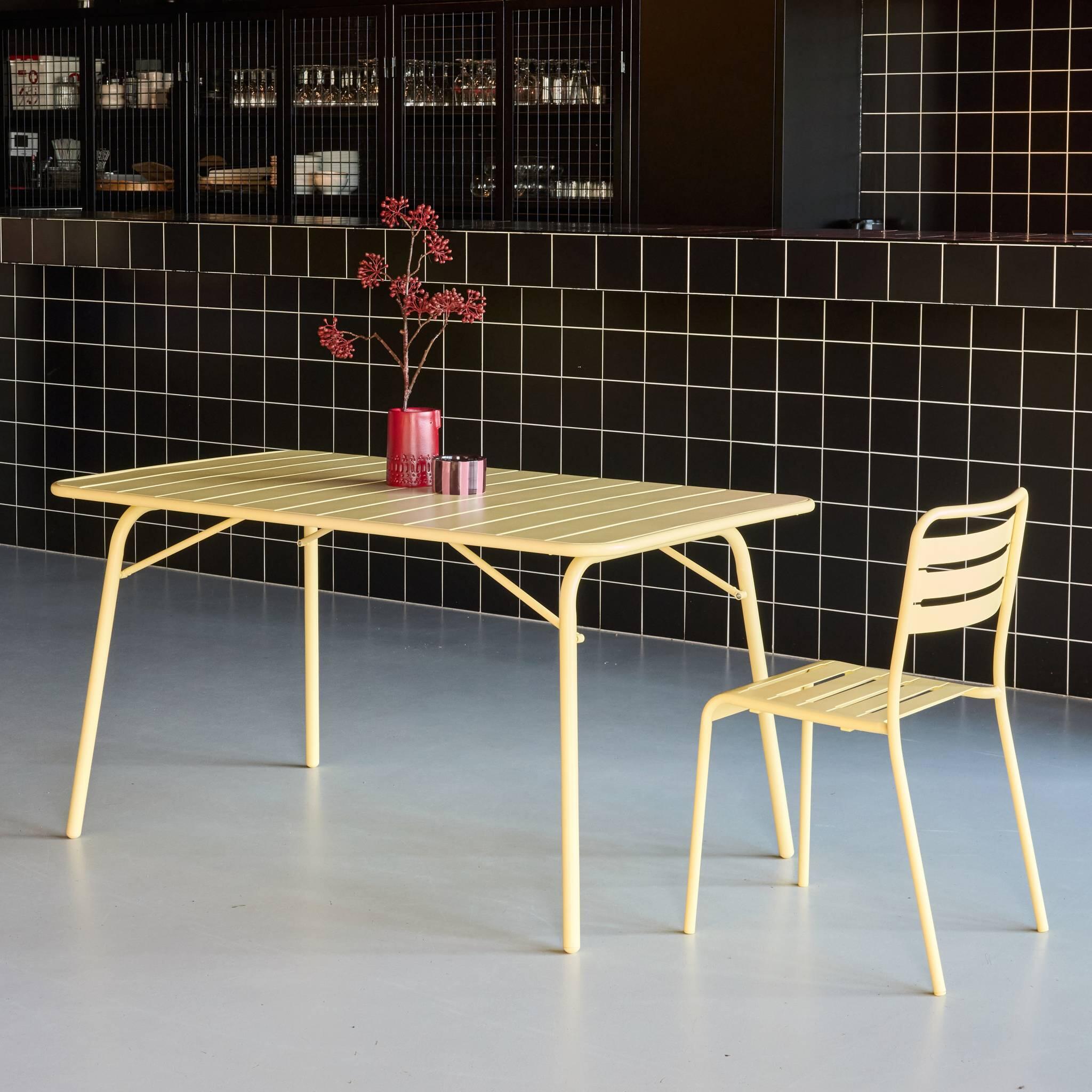 Mesa de jardim dobrável metálica, 140cm, Amarelo 4/5