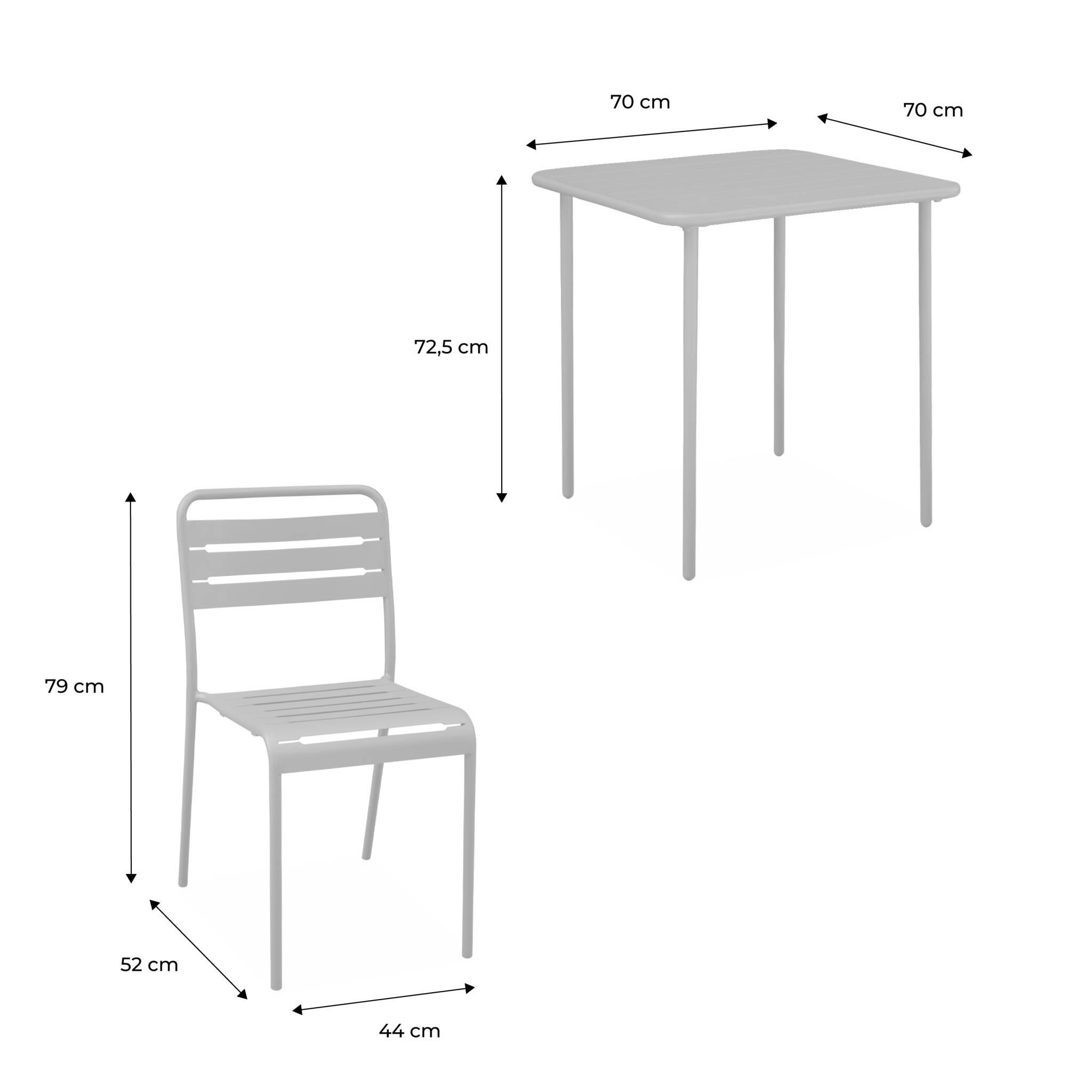 Set mesa de jardín bistró de acero con 2 sillas, 70 cm, Azul marino 3/6