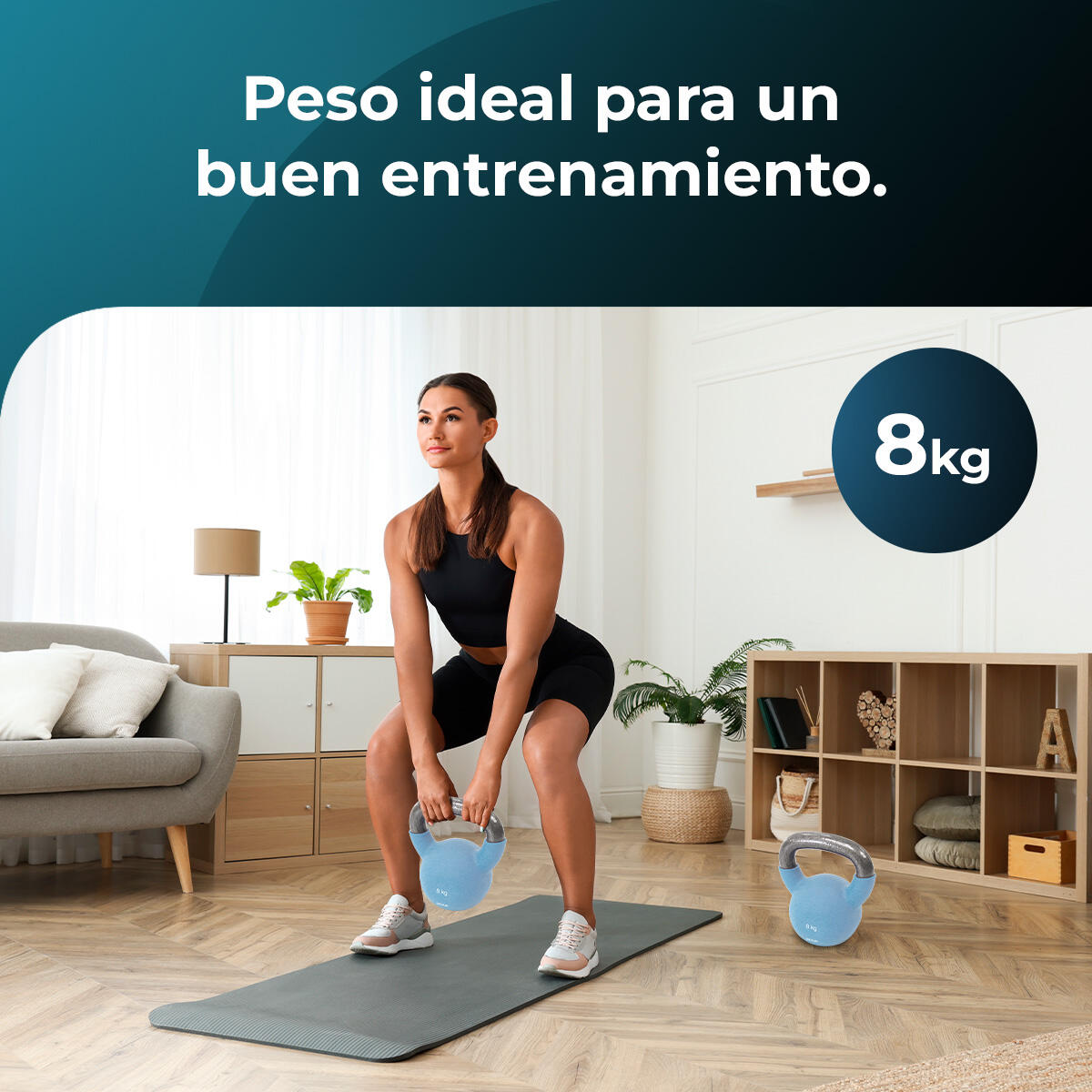 Cecotec Kettlebell com revestimento de neoprene. 8 Kg. Ferro fundido. Pega ergon 3/7