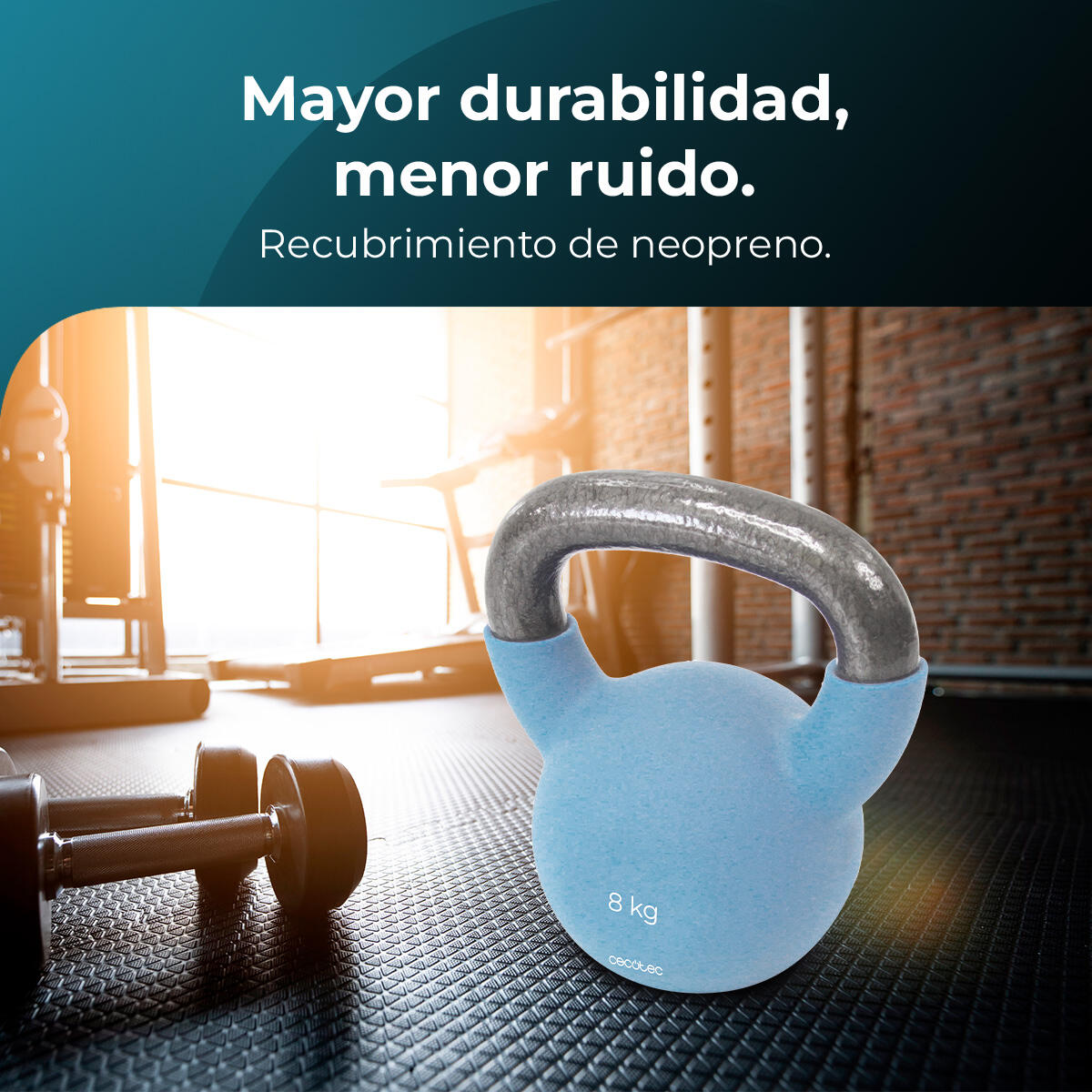 Cecotec Kettlebell com revestimento de neoprene. 8 Kg. Ferro fundido. Pega ergon 4/7