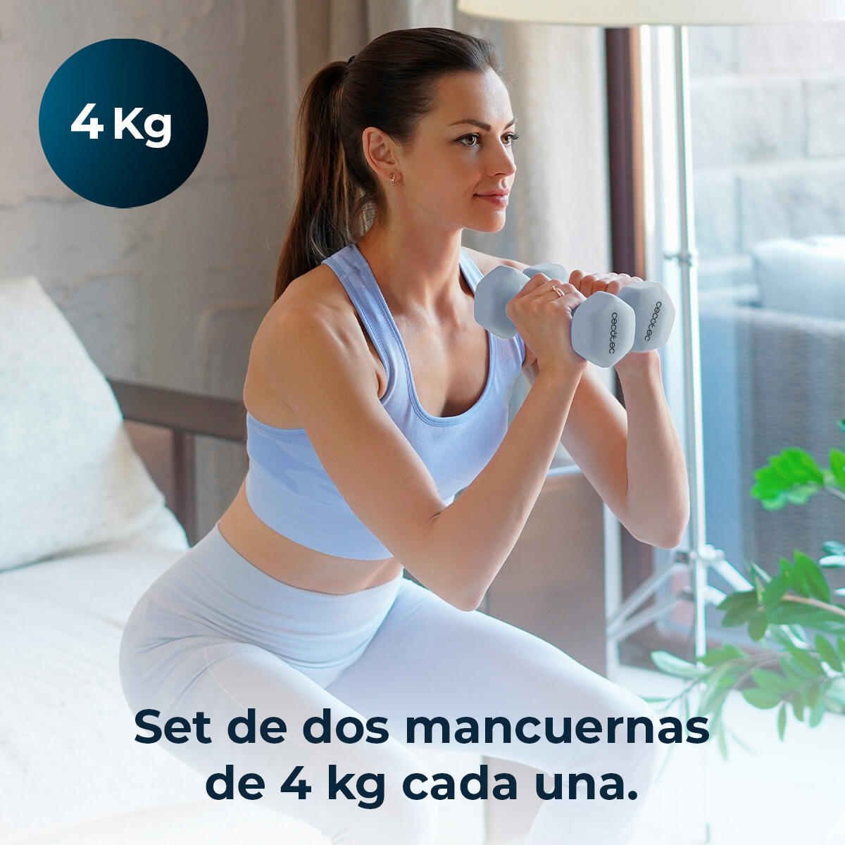 Cecotec Conjunto de 2 Mancuernas de 4 Kg cada una, Drumfit 400 DoubleNeo, Recubr 2/6