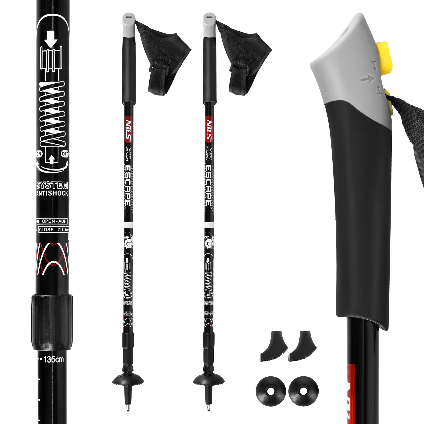 Nils - Bâton De Marche Nordique Nils Nw608 - Bâtons De Marche - Noir - 135 Cm - Decathlon