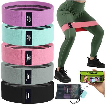 Gumy oporowe do ćwiczeń Trizand Zestaw fitness 5 szt. materiałowe 5–35 kg