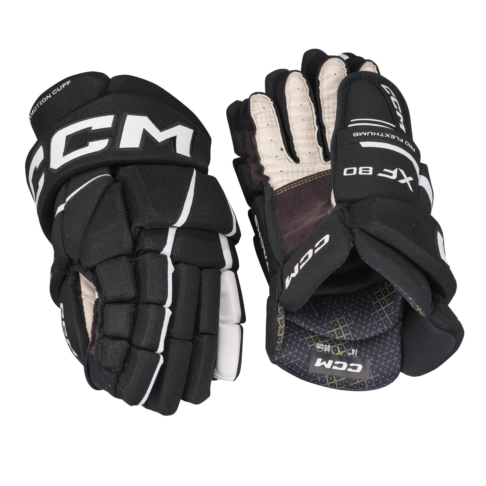 Gants de hockey sur glace Tacks XF 80 - Enfants - Noir et blanc - 10 pouces 3/6