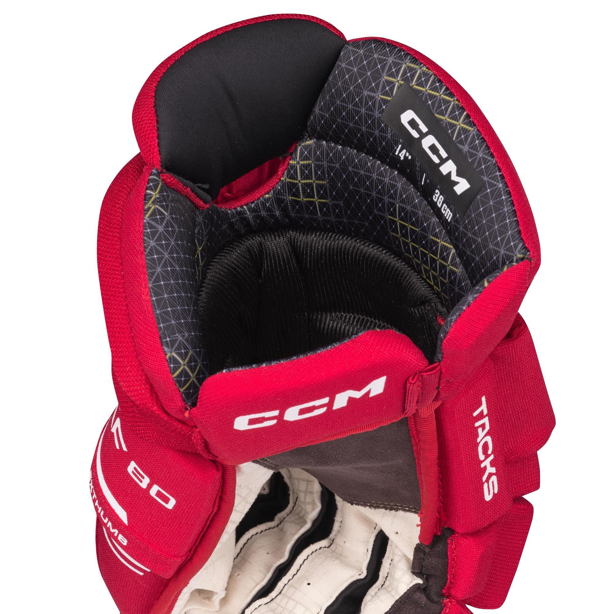 Guantes de hockey sobre hielo Tacks XF 80 para niños, color rojo y blanco, 30 cm 4/6