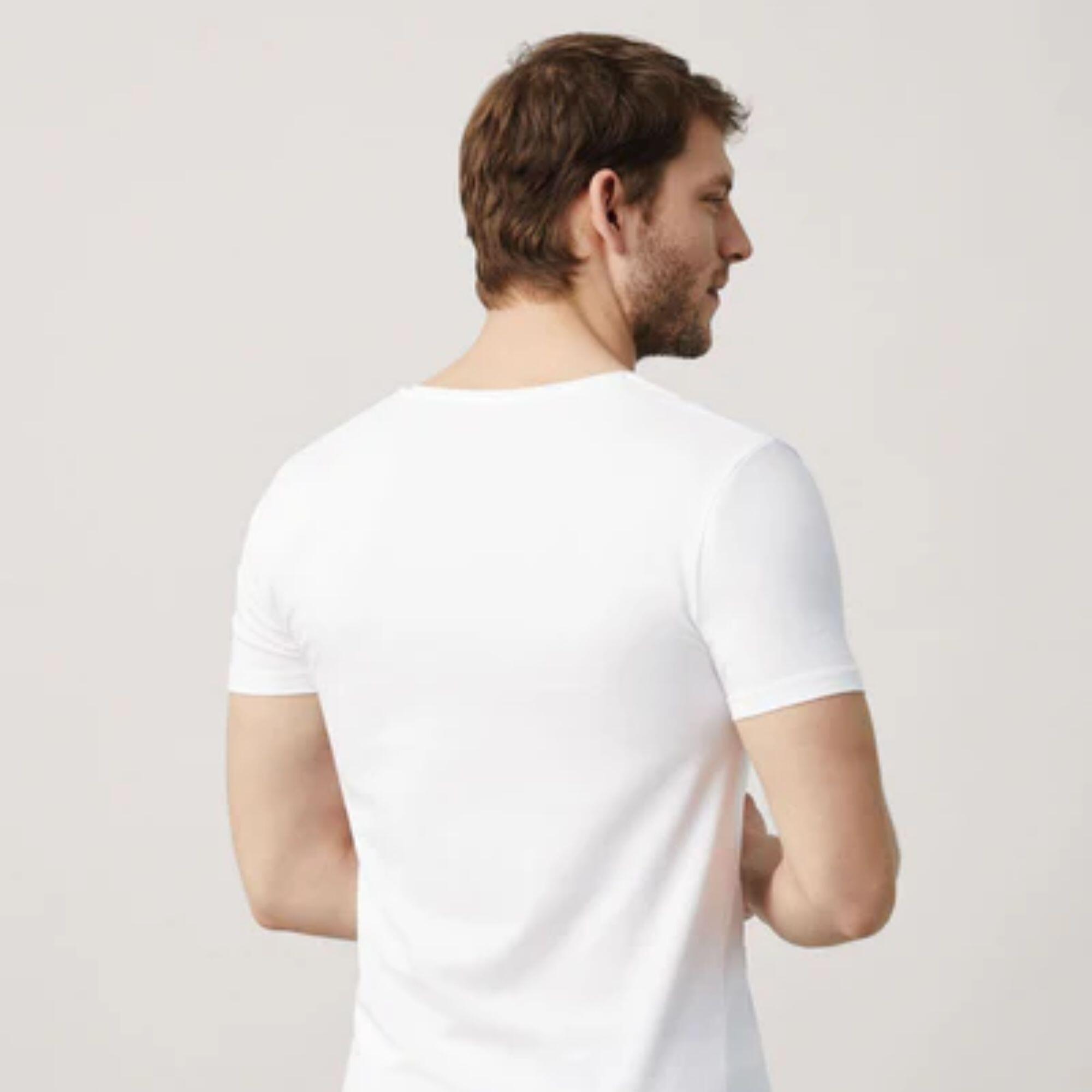 Camiseta interior manga corta cuello pico blanco 3/3