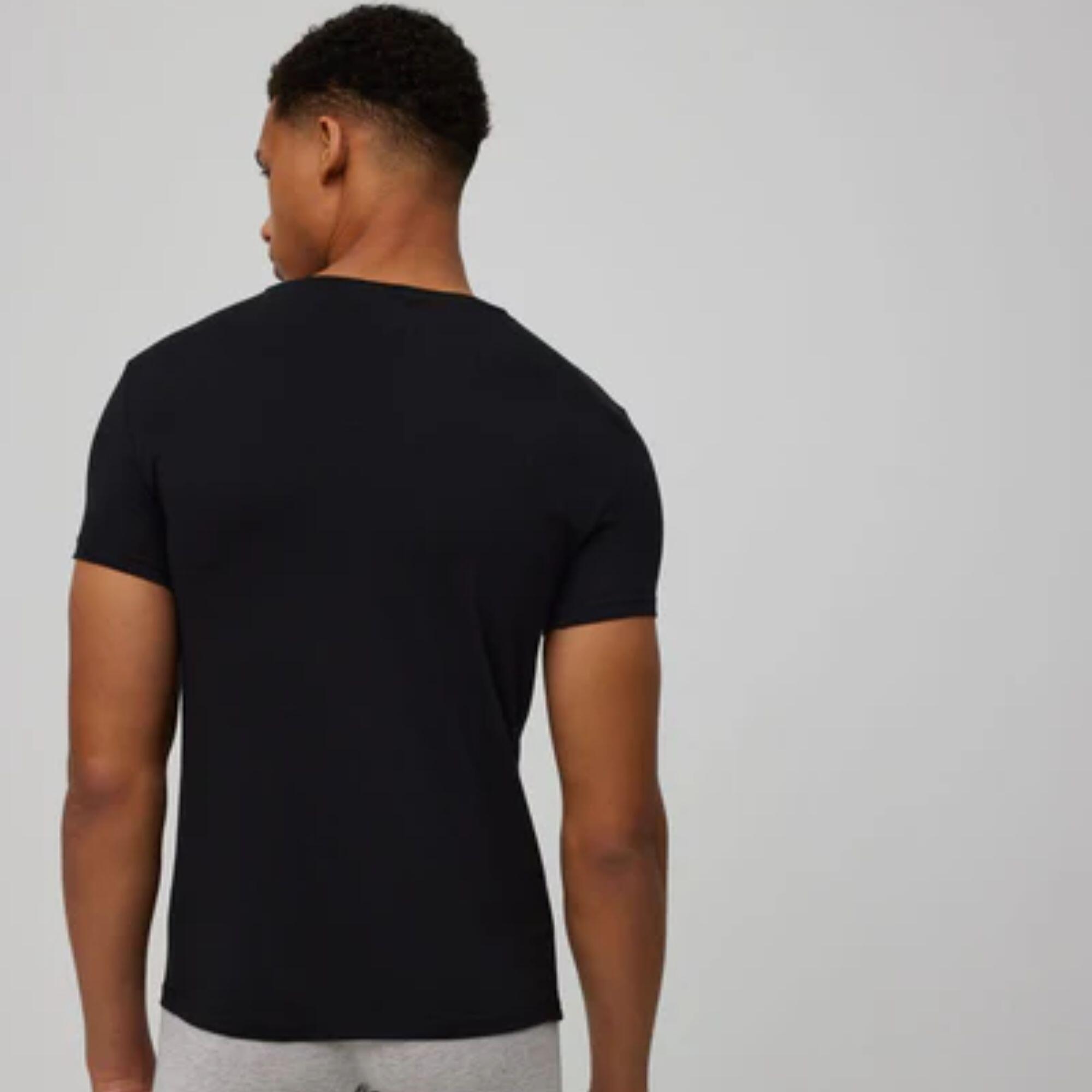 Camisola preta de manga curta com decote em V 3/4