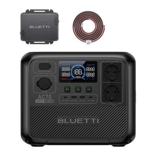 BLUETTI AC70 768Wh 560W con Caricatore Perfetto per Lavoro e Streaming