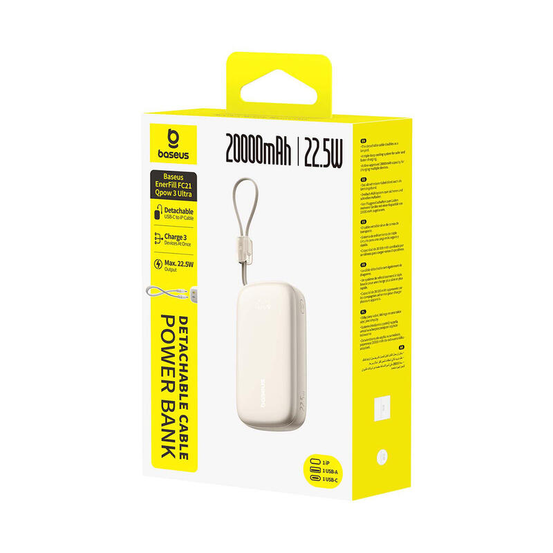 Baseus Powerbank 20000mAh 22.5W USB tip C USB-A cablu USB-C Lightning