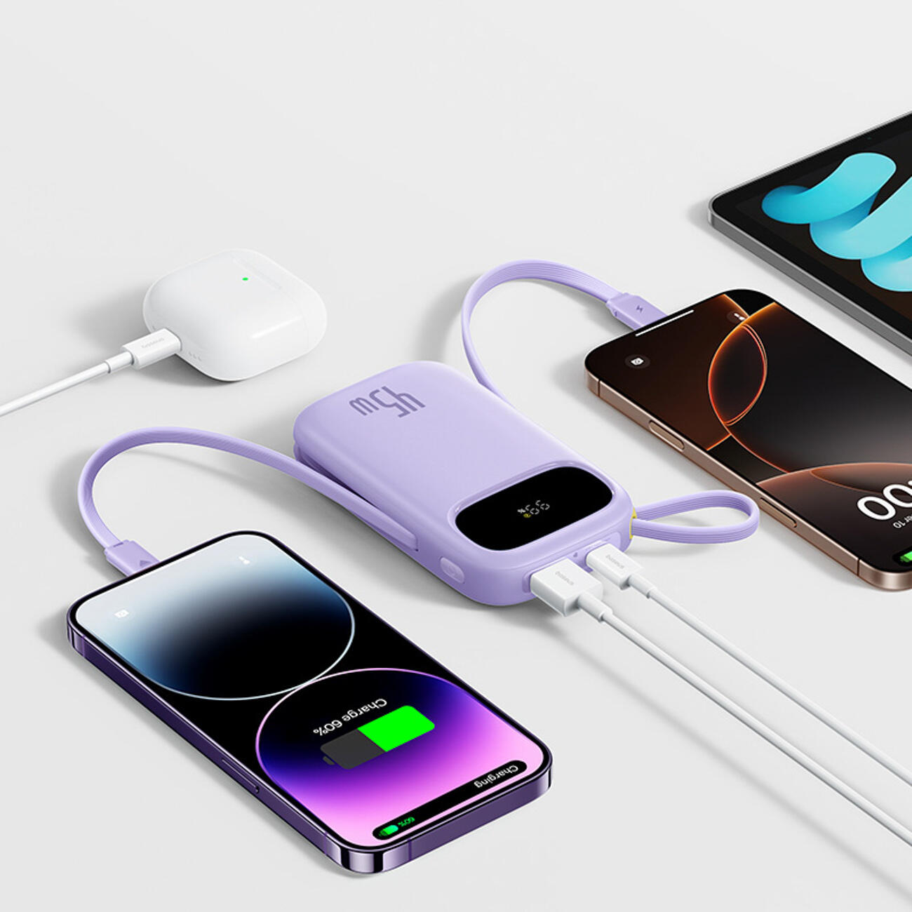 Powerbank  Baseus 20000mAh  45W USB-C USB-A kable lightning USB-C 3/7