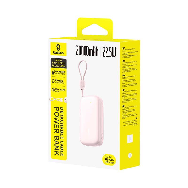 Powerbank 20000mAh 22.5W Baseus  încărcare rapidă USB-C USB-A 2-în-1