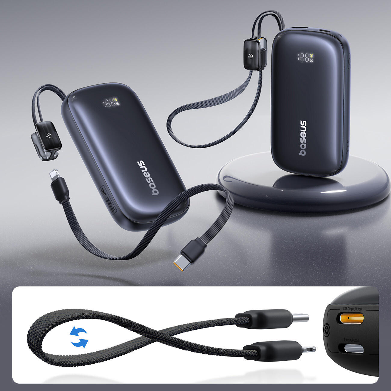 Power Bank Baseus 10000mAh 22.5W USB-C USB-A Lightning Ricarica Rapida 5/7