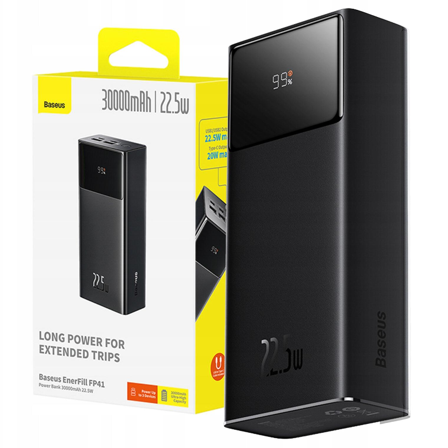 Baseus Powerbank 30000 mAh USB-C pd 22.5W z kablem