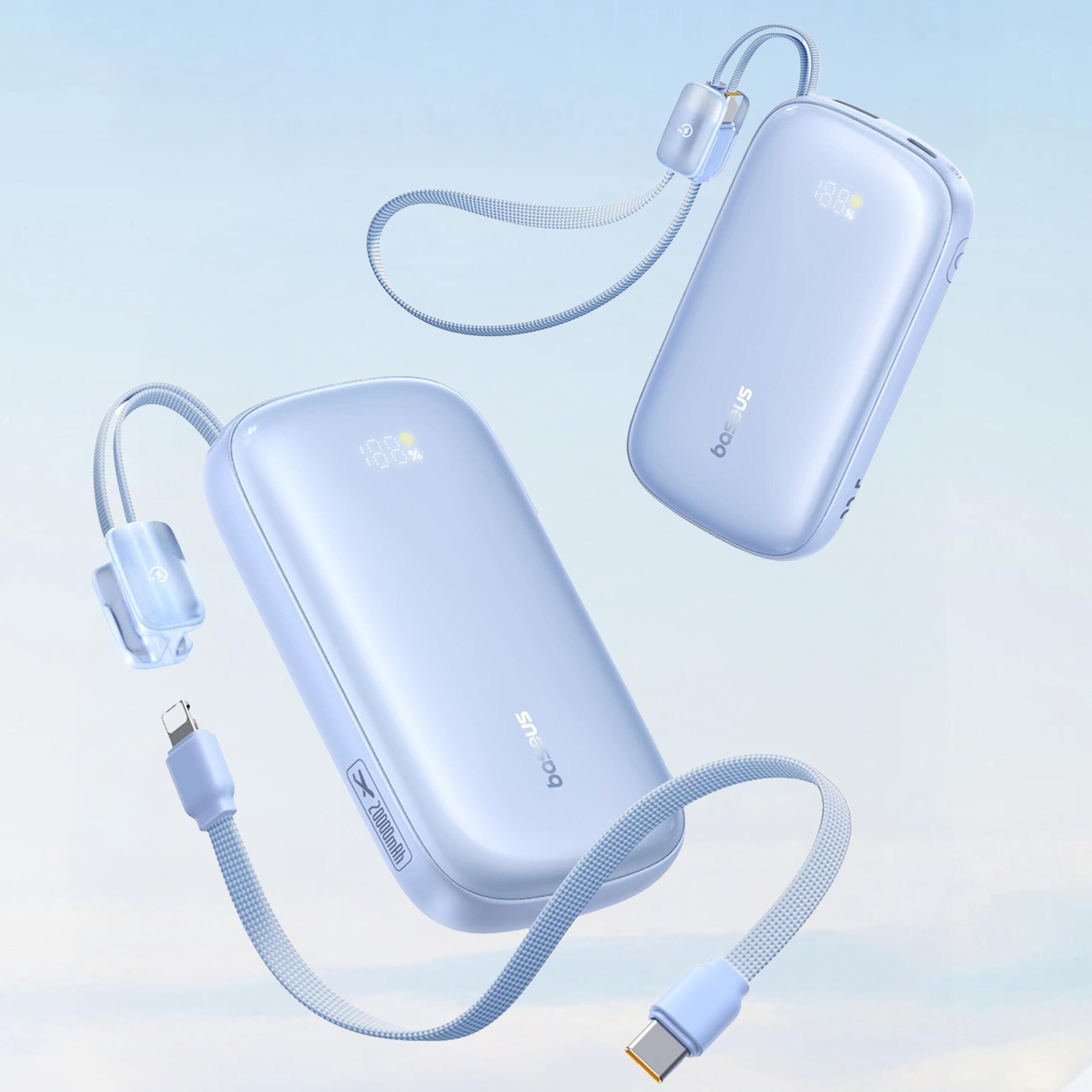 Powerbank Baseus 20000 mAh 22.5W USB-C USB-A z kablem 2w1 USB-C lightning 4/7
