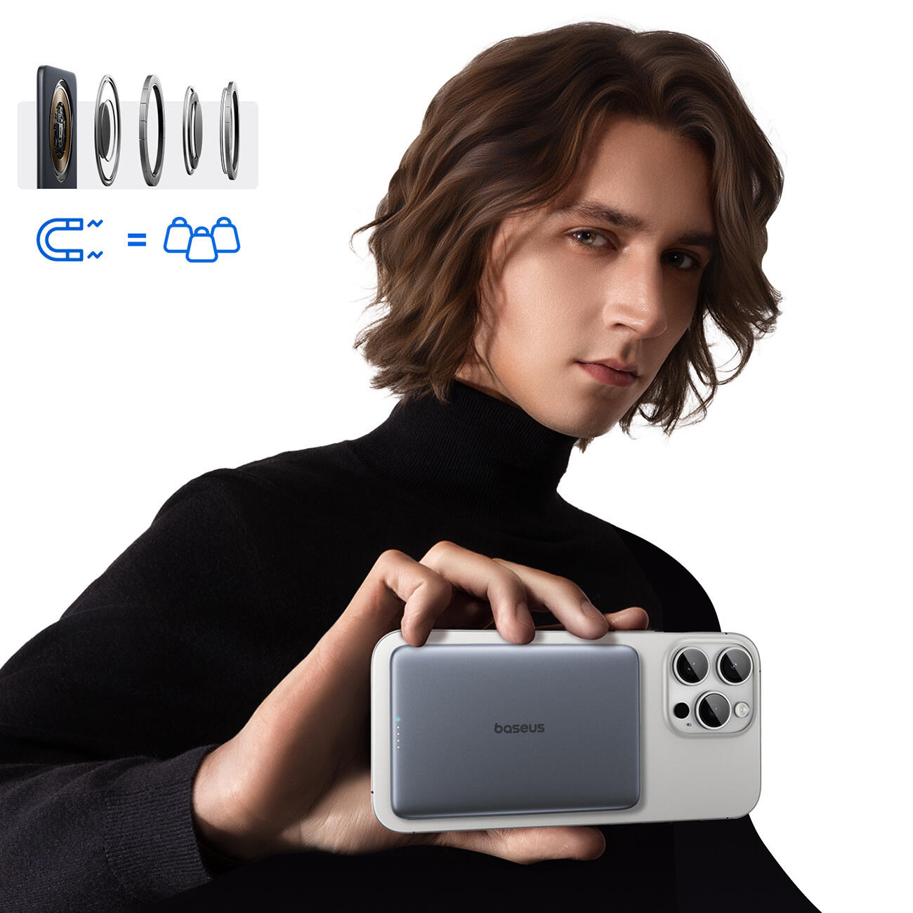 Baseus Powerbank 5000mAh MagSafe 20W Induzione Sottile + Cavo 4/7