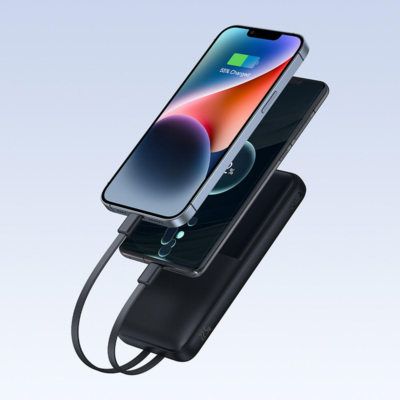 BASEUS POWERBANK 10000mAh 22.5W USB-C USB-A INGEBOUWDE KABELS USB-C LIGHTNING 2/7