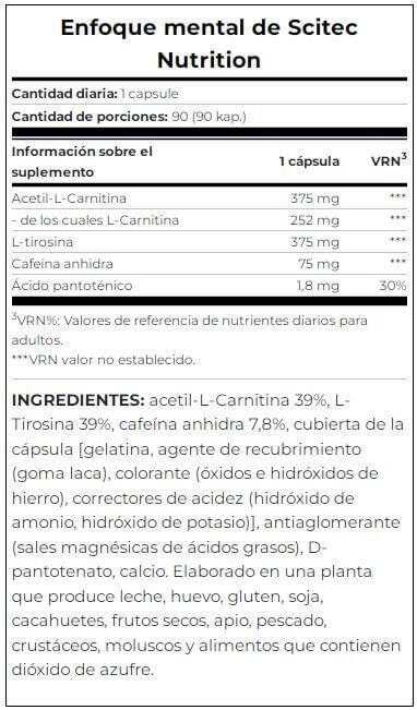 Mental Focus - 90 cápsulas de Scitec Nutrition 4/5