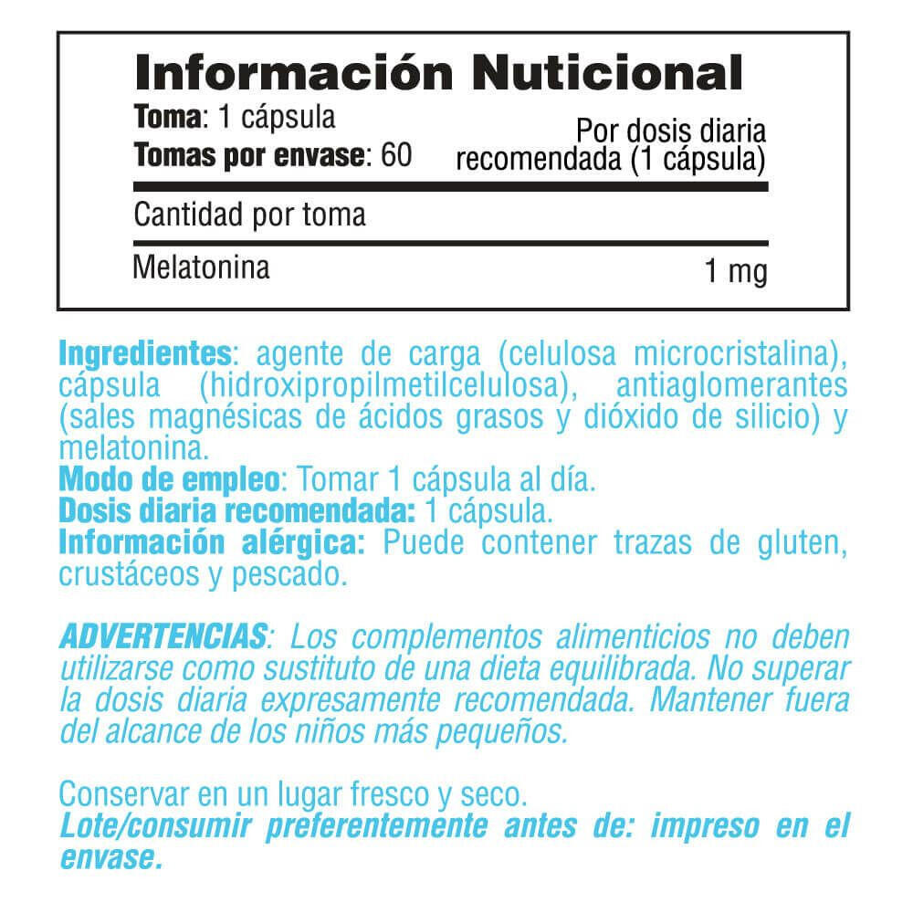 Melatonina 1mg - 60 Cápsulas Vegetales Smart Supplements 2/3